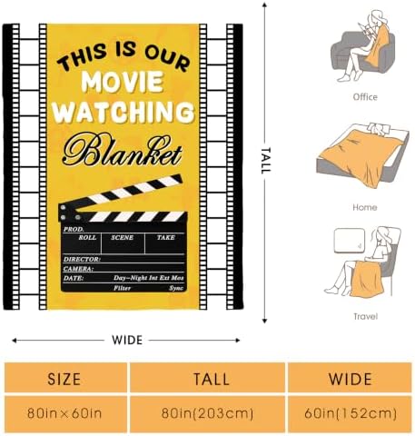 Movie Clapboard Throw Blanket, Movie Watching Theater Home Cinema Decor Gifts Ideas for Women Men Movie Lover Adult Boy Girl Actor Director Acting Gift 60"x80" - Image 2