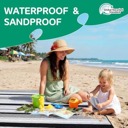 RYCHIC Waterproof Beach Blanket Picnic Mat Outdoor Oversized Sandproof Dog Thick Rug Towel Camping Gear Family Trip Essentials Summer Vacation Must Have Travel Accessories Lake Day Stuff Item Gadget - Image 3