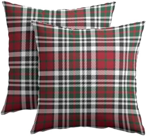 Christmas Plaid Pillow Covers 16x16 Set of 2 Red Highly Absorbent by Unknown