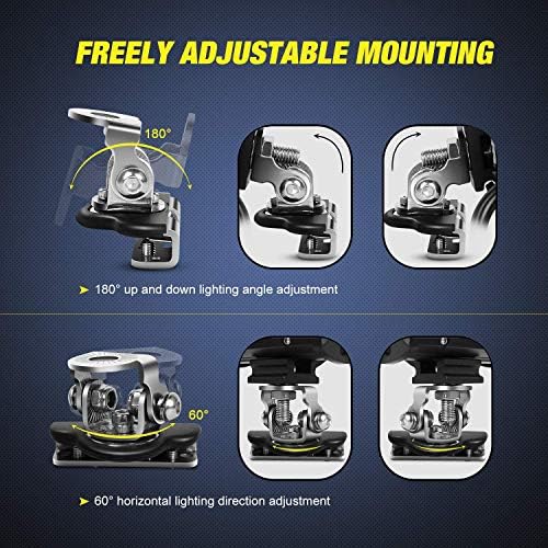 Nilight 2PC 4Inch Triple Row Lights 60W Flood Spot Combo 6000LM Bar Driving Boat Led Off Road Trucks with Adjustable Pillar Hood Mount Bracket Clamp Holder and Wiring Harness Kit