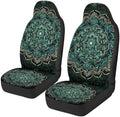 Car Seat Covers for Front Seat Breathable Green Mandala Floral Car Seats Cover Easy to Install Interior Protection Accessories Universal Fit Most Cars,SUV, Trucks