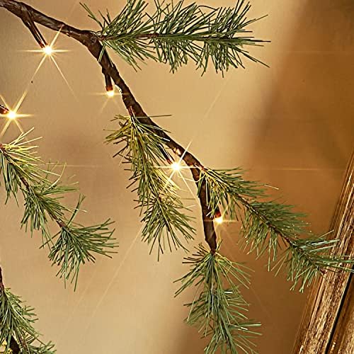 Hairui Lighted Pine Garland Battery Operated with Timer 6FT 48 Lights, Christmas Garland with Lights for Indoor Outdoor Home Holiday Decoration - Image 2