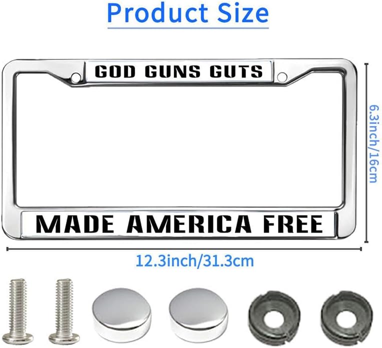 God Made America Free License Plate Frame Religious God Bless America Funny License Plate Frame Cross and Heart Weather-Proof License Plate Frame with Mounting Hardware Kit