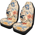 Wild Flower Car Seat Covers for Full Seats, Pink Peony Waterproof Seat Covers for Cars, French Classical Daisy Floral 2 Pcs Universal Fit Automotive Seat Covers