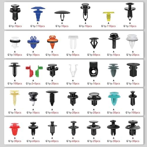 Nilight 1125Pcs Car Push Retainer Clips Auto Fasteners Kit Included 34 Most Popular Sizes Nylon Bumper Fender Rivets with 5 Fasteners Remover 10 Cable Ties for Toyota GM Ford Honda Chevy