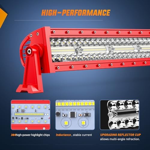 Nilight LED Light Bar 50 Inch Triple Row Spot Flood Combo Lights Red Shell with Wiring Harness Kit for Fog Driving Work Lighting on Off-Road Truck SUV ATV UTV