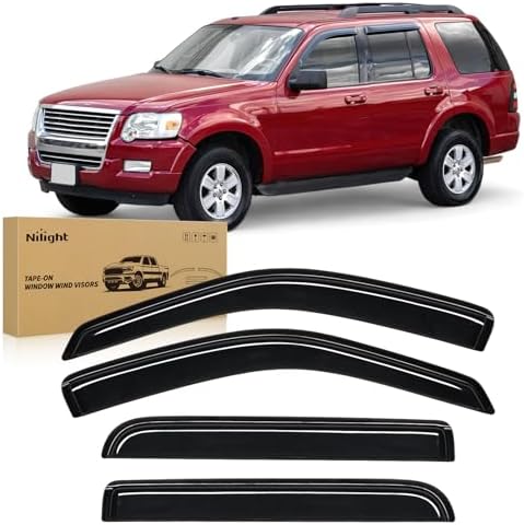 Nilight Tape-On Rain Guards for Ford Explorer 2002-2010, 4PCS