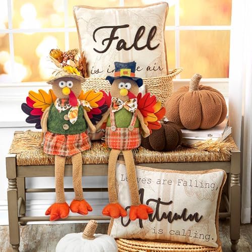 Stuffed Turkey Thanksgiving Table Decor Turkey Couple Doll Thanksgiving Decorations Outdoor Handmade Tabletop Fall Decor Kit for Home - Image 5