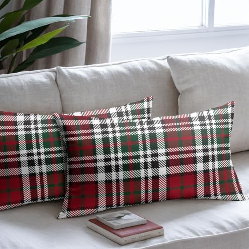 Christmas Plaid Lumber Pillow Covers 12x20 Set of 2 Red Highly Absorbent - Image 7