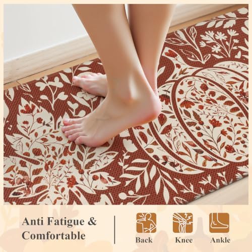U'Artlines Fall Kitchen Mat Anti Fatigue Mats for Floor Pumpkin and Leaves - Image 3