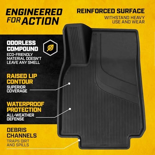 Cat® JustFit™ 3D Floor Mats for Tesla Model Y 2020–2024 Custom Fit All Weather Floor Liners, Heavy Duty Rubber Mats for Tesla Model Y – Premium Tesla Accessories for Full Interior Protection