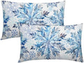 Christmas Pillow Covers 12x20 Set of 2 Decorations Blue White Snowflakes Throw Pillow Covers Decorative Vintage Winter Pillow Case Farmhouse Rustic Pillowcases Cozy Soft for Sofa Bed Chair Home Decor by Trongr