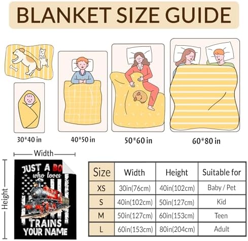 Personalized Train Blanket for Boys - Cute Throw Blanket Gifts for Kids Cars Lovers - Custom 50x60 Inches Black Soft Car Blankets for Sofa Couch - Trains Stuff Bedroom Decor - Image 5