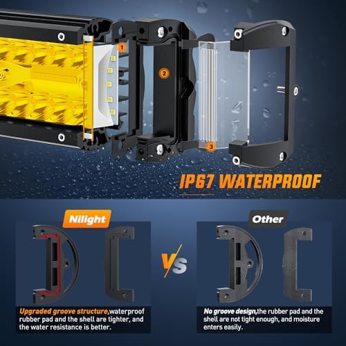 Nilight Side Shooter LED Lights 2PCS 4.3 Inch Yellow Beam with Wiring Kit