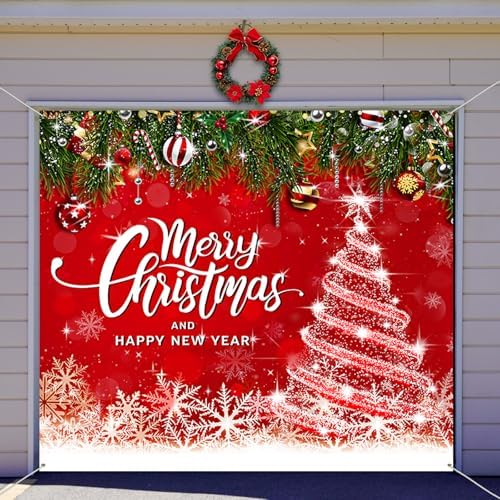 Teenyyou Christmas Garage Door Cover Decorations 7 x 8 ft by Teenyyou
