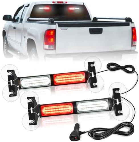 Nilight 40LED Red White Emergency Strobe Traffic Advisor Light Bar with Suction Cups Dash Safety Warning Hazard Flashing Lights Interior Front/Rear Windshield for Trucks Construction Vehicles