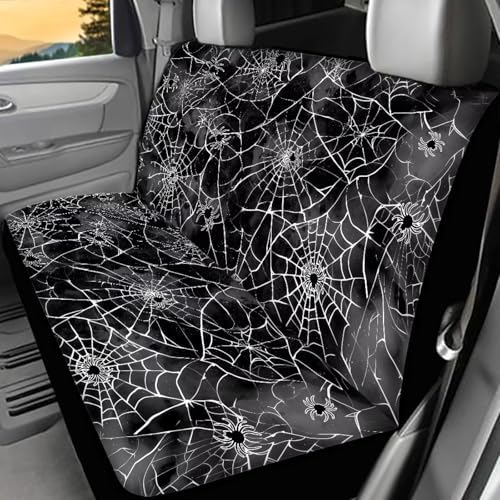 Car Seat Cover,Washable Back Seat Protector for SUV Sedan Women Men's Car Interior Accessories Halloween Spider Web