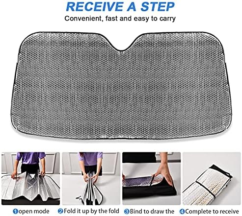 Woman Red Lips Glitter Car Windshield Sun Shade Foldable UV Ray Sun Visor Protector Sunshade to Keep Your Vehicle Cool (55" x 27.6")