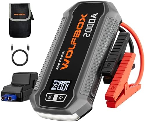 WOLFBOX 2000A &44.4Wh Battery Jumper Starter Portable(7L/6L),with Booster by WOLFBOX