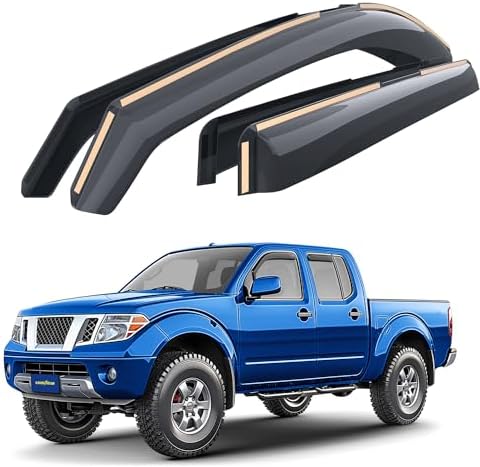 Goodyear Shatterproof in-Channel Window Deflectors for Trucks Nissan Frontier 2005-2021 Crew Cab, Rain Guards, Window Visors for Cars, Vent Deflector, Truck Accessories, 4 pcs- GY003428LP