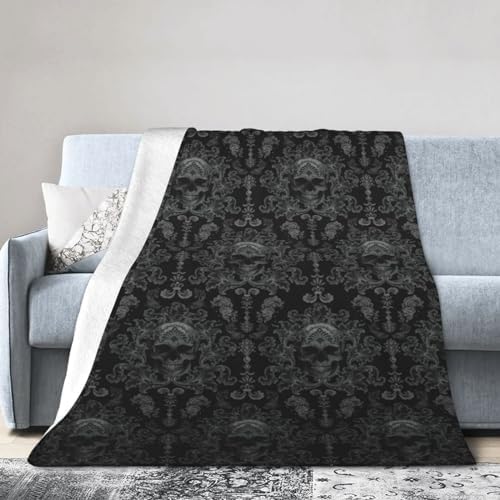Socira Skull Blanket Skull Throw Blanket Gifts Men Soft Sofa Black Throws Travel Camping Bed for Home Car - Image 2