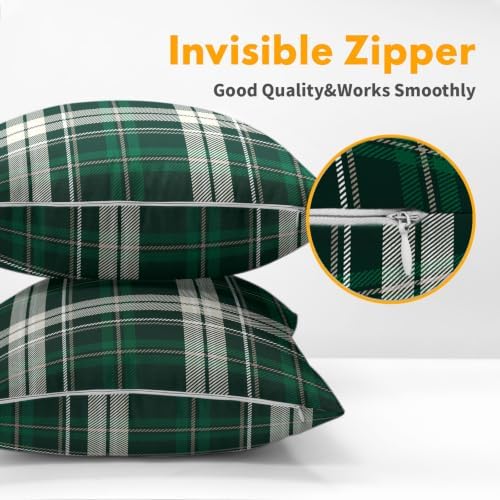 Christmas Throw Pillow Covers 16x16 Set of 2 Winter Green Buffalo Plaid Tartan - Image 6