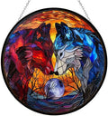 Art Nouveau Wolf Couple Stained Glass Window Hanging by Clare Donovan, Stained Glass Suncatcher for Women, Window Decor Perfect Home Décor by HYPESTYLE