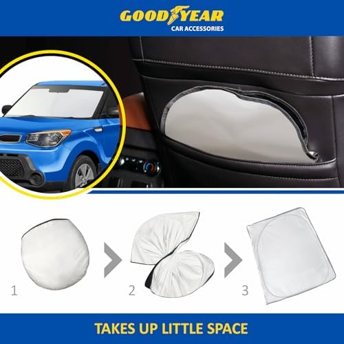 Goodyear Foldable Windshield Sunshade for Kia Soul 2014-2019, Car Accessories, Sunshade Cover, Sun Shade Car Windshield, Window Sun Blocker - GY008215