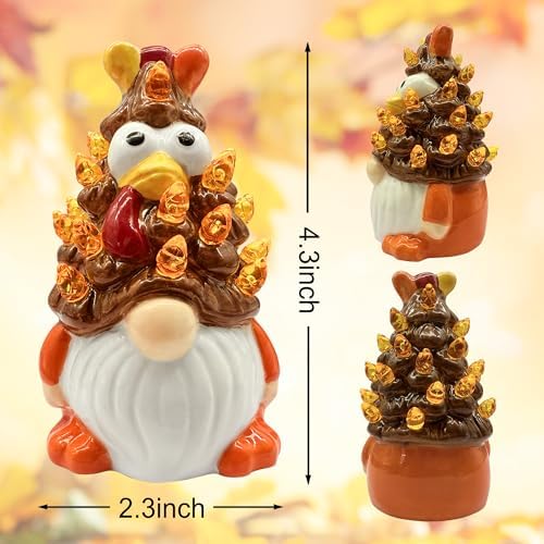 Hexagram Thanksgiving Decorations, Thanksgiving Ceramic Tree Gnomes Decor - Image 4