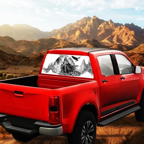 Gothic Skeleton Pickup Truck Decals Rear Window, Fantasy Grim Reaper Landscape Automotive Decals and Graphics Rear Window Decals for Trucks, Car Window Decal Sticker 66 x 22 inch