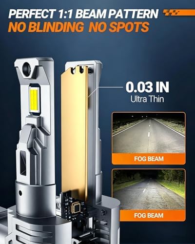 SEALIGHT 9006 Bulbs, 50000LM 6500K Fog Bulbs 1:1 Mini Size with Cooling Fan, HB4 for Powersports ATV/UTV, 3 Mins Plug-N-Play, Pack of 2