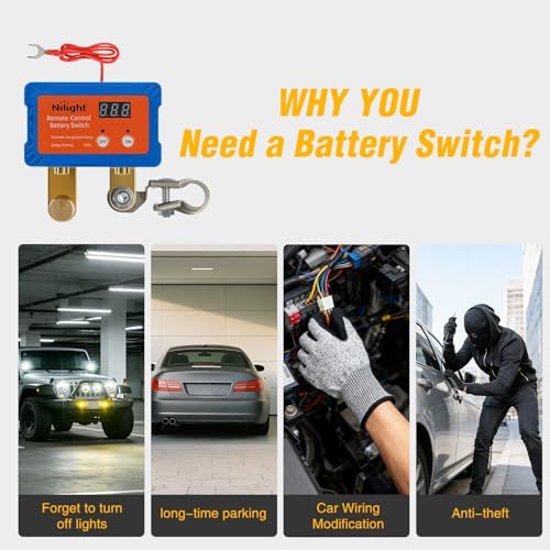 Nilight 140A Battery Disconnect Switch Wireless Remote Voltmeter Display