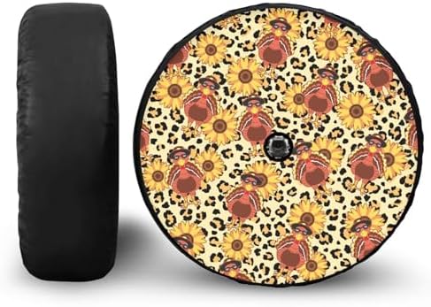Thanksgiving Spare Tire Cover with Camera Hole, Wheel Protectors Universal for Trailer RV SUV Truck Camper Travel, Available in 5 Sizes from 14 to 18 Inches, 16" Fits Tire Diameter 29.6"-31.5"