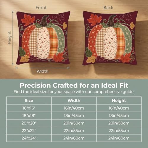 Fall Pumpkin Pillow Covers 20x20 Set of 2 Rustic Thanksgiving Harvest Decor - Image 4