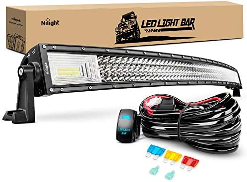Nilight ZH408 52Inch 783W Curved Triple Row Flood Spot Combo Beam Led Bar 78000LM Driving Lights with 12AWG Heavy Duty 12V 5Pin Rocker Switch Wiring Harness Kit-1 Lead,waterproof