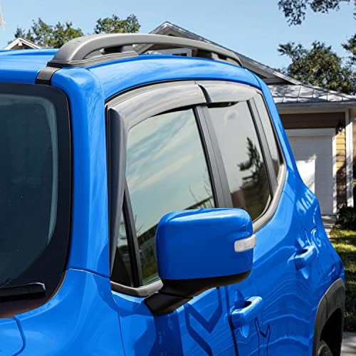 Goodyear Shatterproof Side Window Deflectors for Jeep Renegade 2015-2023, Tape-on Rain Guards, Window Visors for Cars, Vent Deflector, Vent Visor, Car Accessories, 4 pcs- GY008654