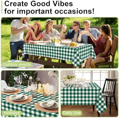 QIKSION 12 Pack Green Gingham Tablecloth, Green Checkered Table Cloth - Image 4