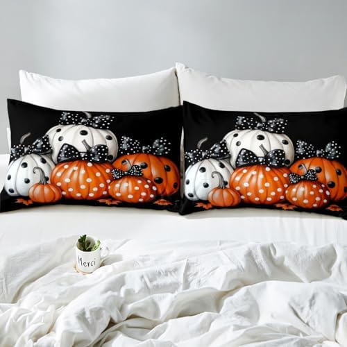 Erosebridal Boys Fall Pumpkin Harvest Comforter Cover, Happy Thanksgiving Duvet Cover King for Kids Teens Adult Bedroom,Maple Autumn Leaves Bedding Set Rustic Farmhouse Barn Door Bedspread Cover - Image 6