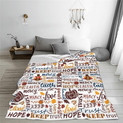 Thanksgiving Blanket Fall Throw Blanket Soft Cozy Warm Thanksgiving Gifts Blanket for Kids Women Men Autumn Words of Thanks Inspiration Blanket for Sofa Couch Bed Home Fall Decor 80"X60" - Image 4