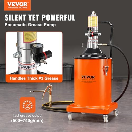VEVOR Grease Pump, 5 Gallon Air Grease Pump with 13 ft High Pressure Hose and Grease Gun, 20L Pneumatic Grease Pump with Wheels, Portable Lubrication Grease Pump - Image 2