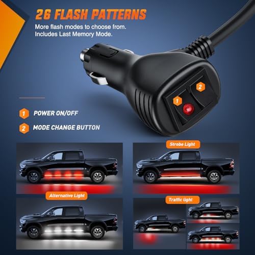 Nilight 2PCS 70 Inch Running Board LED Lights Strip Red White for Truck