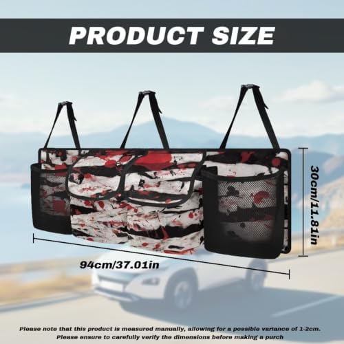 Hanging Car Trunk Organizer Halloween Blood Splatter Print Car Back Seat Storage Bag Auto Cargo Bag Collapsible Auto Interior Accessories for Sedans SUV Jeep Trucks MPV Van