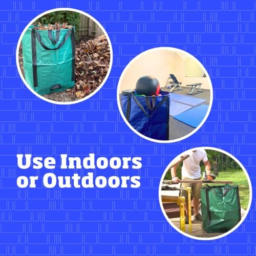 DURASACK Heavy Duty Home and Yard Bags 48-Gallon Reusable Self-Standing Lawn and Leaf Bags Garbage Can with Reinforced Handles, Gingham Blue, 3 Pack - Image 4