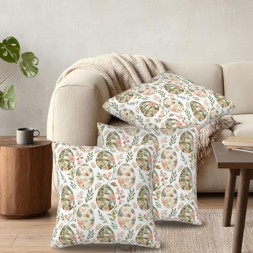 KiuLoam Spring Easter Pillow Covers 24x24 Inch Set of 2 Sage Green Vintage Aesthetics Egg Floral Rustic Decorative Throw Pillows Easter Outdoor Farmhouse Cushion Cases for Sofa Couch Bed Decor - Image 6