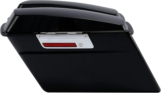 XFMT Motorcycle Matte Black Hard Saddlebags Saddle Bags Trunk W/Lids & Chrome - Image 2