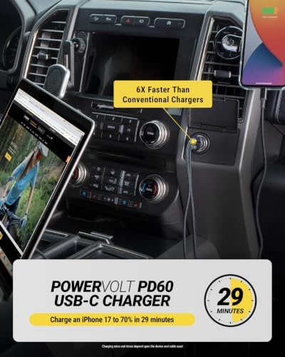 Scosche CPDCC60 PowerVolt 60W Certified Dual USB Type-C + Type-C Fast Car Charger Power Delivery 3.0 with PPS for All USB-C Devices