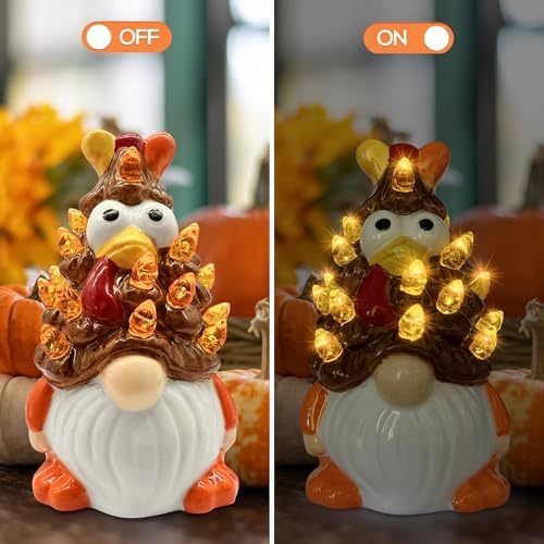 Hexagram Thanksgiving Decorations, Thanksgiving Ceramic Tree Gnomes Decor - Image 3