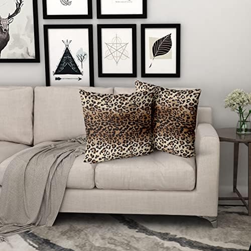 Brown Leopard Pillow Cover 22x22 Inches Cheetah Throw Pillows Set of 2 Soft Cotton Leopard Print Decorative Throw Pillow Covers for Home Couch Sofa Bedroom Livingroom - Image 6
