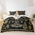Merry Christmas Kids Duvet Cover Set Full Size,Deer Snowflake Rustic Farmhouse Bedding Set,Girls Boys Adults Room Decor,Christmas Trees Happy New Year Comforter Cover,Retro Quilt Cover,2 Pillowcases by Manfei