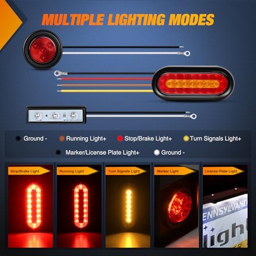 Nilight Steel Trailer Light Boxes Kit w/Oval Tailight Round Marker Lamp
